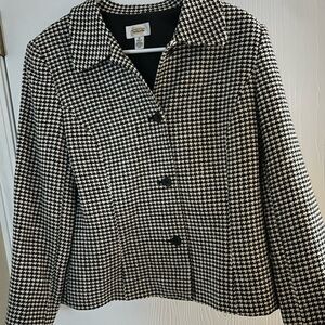 Talbots Black and White Houndstooth Blazer
